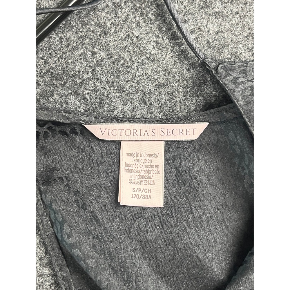Victoria's Secret Black Leopard Satin Cami Strappy Back Tank Top Small - Picture 3 of 5